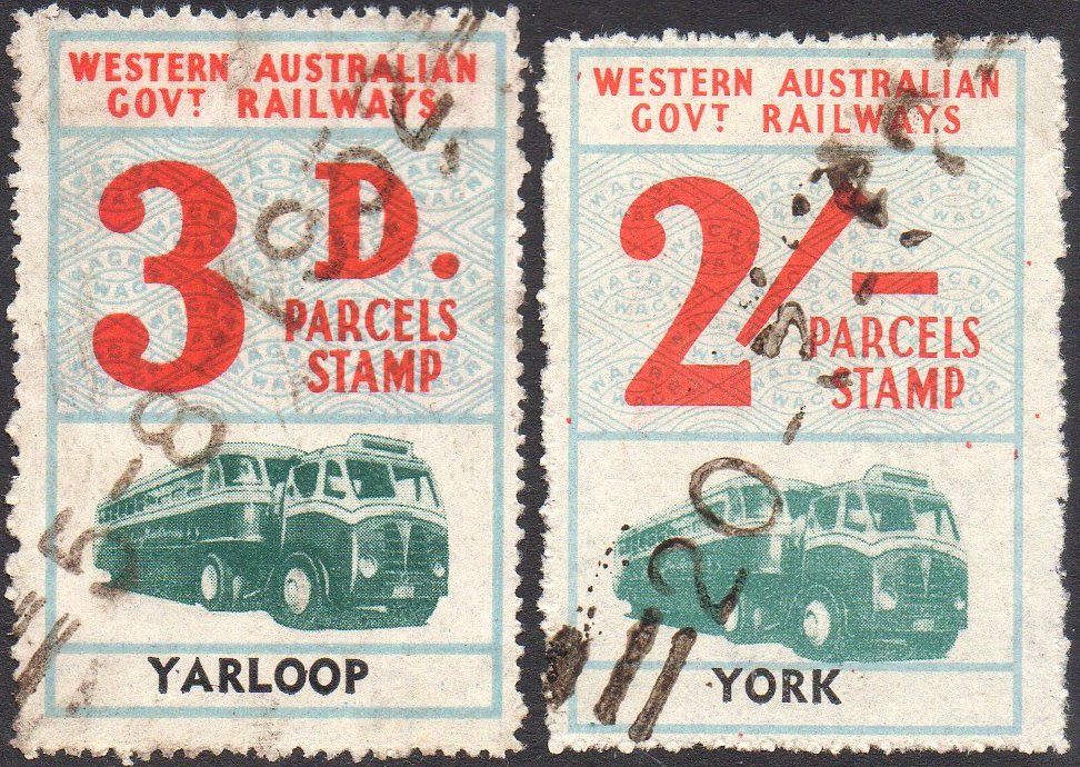 Western Australia Railway Parcels Stamps Yarloop York